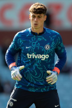 Chelsea 'den Kepa Arrizabalaga # 1 Premier Lig karşılaşmasında Aston Villa Chelsea' ye karşı Villa Park, Birmingham, İngiltere, 16 Ekim 202