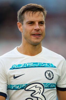 Chelsea 'den Cesar Azpilicueta # 28 Premier Lig karşılaşmasında Aston Villa Chelsea' ye karşı Villa Park, Birmingham, Birleşik Krallık, 16 Ekim 202
