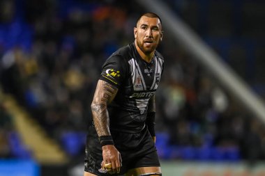 Yeni Zelanda 'dan Nelson Asofa-Solomona Rugby Ligi Dünya Kupası 2021 maçı sırasında Halliwell Jones Stadyumu, Warrington, İngiltere' de Yeni Zelanda ile Lübnan maçı, 16 Ekim 202
