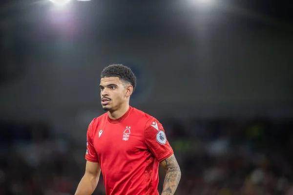 Morgan Gibbs White Nottingham Forest Néz Közben Premier League Mérkőzés — Stock Fotó