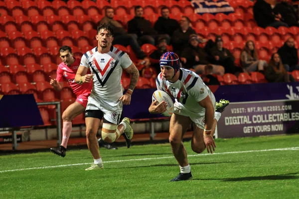 Benjamin Jullien Uit Frankrijk Gaat Voor Een Try Tijdens Rugby — Stockfoto