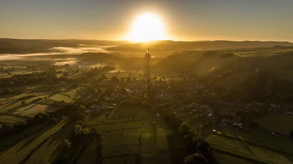 Sonnenaufgang Mit Blick Auf Das Hope Valley Vom Zementwerk Castleton — Stockfoto