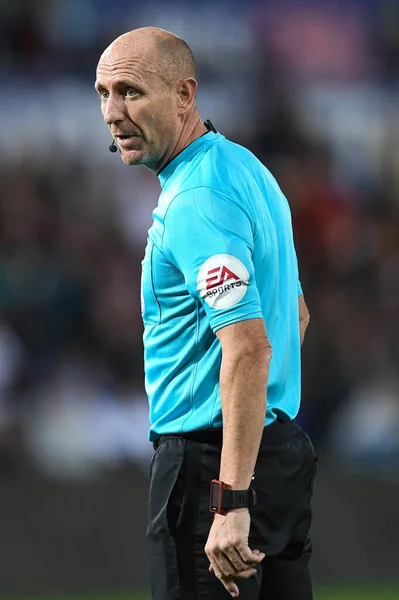 Arbitro Andy Davies Durante Partita Sky Bet Championship Swansea City — Foto Stock