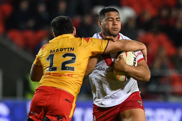 Siosiua Taukeiaho Des Tonga Est Affrontée Par Rhyse Martin Papouasie — Photo