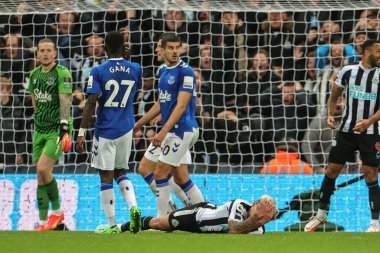 Newcastle United 'dan Bruno Guimares 19 Ekim 2022' de St. James 's Park, Newcastle, İngiltere' de oynanan Premier League maçı Newcastle United-Everton maçında gol atma şansını kaçırdıktan sonra tepki gösterdi.