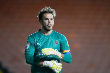 Blackpool 'dan Chris Maxwell # 1 Gökyüzü İddia Şampiyonası maçı Blackpool vs Hull City Bloomfield Road, Blackpool, İngiltere, 19 Ekim 202
