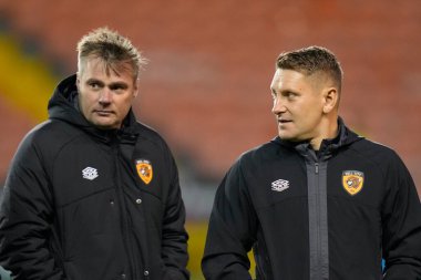 Andy Dawson Hull City 'nin geçici menajeri, 19 Ekim 202' de Bloomfield Road, Blackpool 'da oynanan Blackpool-Hull City maçından önce koçu Robbie Stockade ile görüştü.