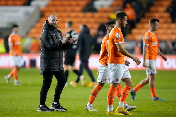 Michael Appleton Gerente Blackpool Saúda Fãs Depois Durante Luta Sky — Fotografia de Stock