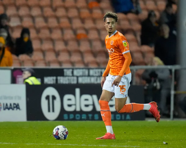 Rhys Williams Του Blackpool Κατά Διάρκεια Του Αγώνα Sky Bet — Φωτογραφία Αρχείου