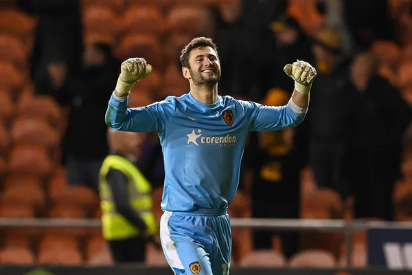 Nathan Baxter Hull City Celebra Suo Obiettivo Renderlo Durante Partita — Foto Stock