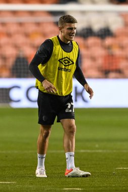 Maç öncesi ısınma maçı öncesinde Hull City 'den Regan Slater # 27 numara Blackpool vs Hull City Bloomfield Road, Blackpool, İngiltere, 19 Ekim 202