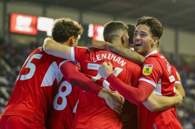 Middlesbrough 'dan Duncan Watmore, 19 Ekim 202' de Wigan Atletizm Karşıtı Middlesbrough 'a karşı oynanan Gökyüzü İddia Şampiyonası maçında 1-2 kazanma hedefini kutluyor.