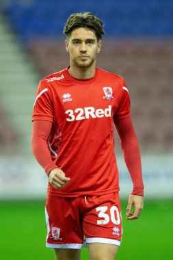 Hayden Hackney # 30 Middlesbrough Gökyüzü İddia Şampiyonası 'nda Wigan Atletizm Karşıtı Middlesbrough DW Stadyumu, Wigan, İngiltere, 19 Ekim 202