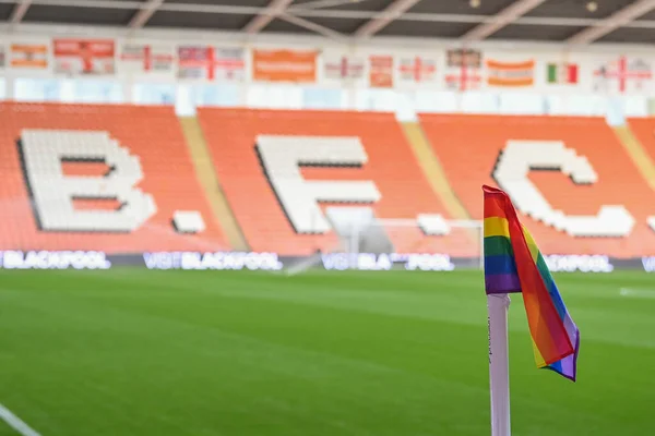 Regenbogen Eckfahne Vor Dem Sky Bet Championship Match Blackpool Hull — Stockfoto