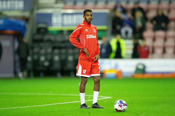 Isaiah Jones Middlesbrough Rozgrzewa Się Podczas Meczu Sky Bet Championship — Zdjęcie stockowe