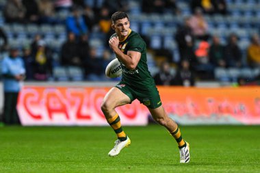 Avustralyalı Nathan Cleary, Rugby Ligi Dünya Kupası 2021 karşılaşmasında Coventry Building Society Arena, Coventry, Birleşik Krallık 'ta Avustralya ile İskoçya maçına çıktı.