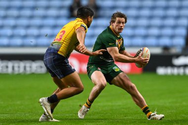 Avustralyalı Harry Grant, 2021 Dünya Rugby Ligi Kupası 'nda Coventry Building Society Arena, Coventry, İngiltere' de Avustralya ile İskoçya maçında, 21 Ekim 202