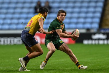 Avustralyalı Harry Grant Rugby Ligi Dünya Kupası 2021 karşılaşmasında Coventry Building Society Arena, Coventry, Birleşik Krallık, 21 Ekim 202