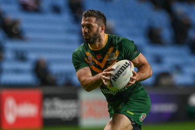 Avustralya 'dan James Tedesco Rugby Ligi Dünya Kupası 2021 karşılaşmasında Coventry Building Society Arena, Coventry, İngiltere, 21 Ekim 202