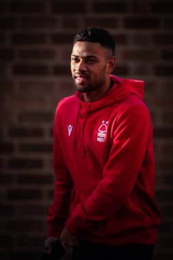 Nottingham Ormanı 'ndan Renan Lodi # 32 Premier League maçından önce Nottingham Forest Liverpool' a karşı City Ground, Nottingham, 22 Ekim 202 'de geldi.