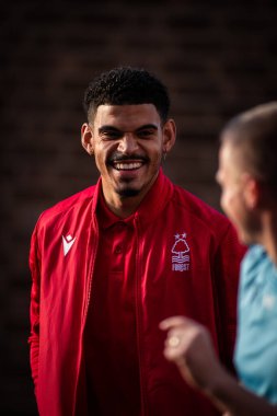 Nottingham Ormanı 'ndan Morgan Gibbs-White # 10 Premier League maçından önce Nottingham Forest Liverpool' a karşı City Ground, Nottingham, 22 Ekim 202 'de geldi.