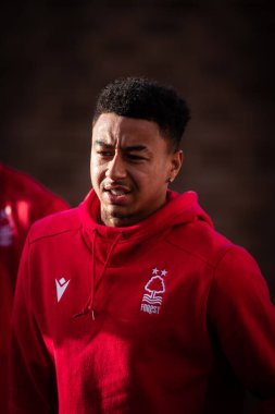 Nottingham Ormanı 'ndan Jesse Lingard 22 Ekim 202' de Nottingham Forest 'a karşı Liverpool Premier Lig maçından önce geldi.