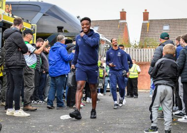 Plymouth Argyle forveti Niall Ennis (11), 22 Ekim 202 tarihinde İngiltere 'nin Bristol şehrindeki Memorial Stadyumu' nda Bristol Rovers - Plymouth Argyle maçına geldi.