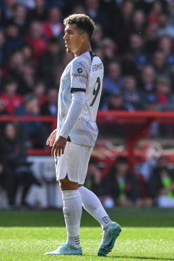 Liverpool 'dan Roberto Firmino # 9 Premier Lig maçı sırasında Nottingham Forest Liverpool' a karşı City Ground, Nottingham, 22 Ekim 202