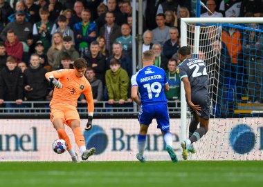 Plymouth Argyle kalecisi Michael Cooper (1) 22 Ekim 202 'de İngiltere' nin Bristol Stadyumu 'nda Bristol Rovers - Plymouth Argyle maçında topu temizledi.
