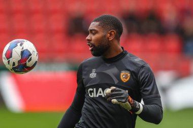 Thimothee Lo-Tutala # 32 of Hull City maç öncesi ısınma maçı öncesinde Rotherham United Hull City 'ye karşı New York Stadyumu, Rotherham, Birleşik Krallık, 22 Ekim 202