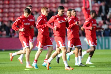 Middlesbrough, Middlesbrough 'a karşı Middlesbrough Town' un 22 Ekim 202 'de Riverside Stadyumu' nda oynanan Sky Bet Şampiyonası maçında ısındı.