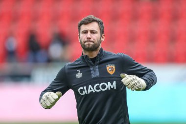 Maç öncesi ısınma maçında Hull City 'den Nathan Baxter # 13 New York Stadyumu, Rotherham, Birleşik Krallık' ta Rotherham United - Hull City maçında, 22 Ekim 202