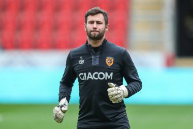 Maç öncesi ısınma maçında Hull City 'den Nathan Baxter # 13 New York Stadyumu, Rotherham, Birleşik Krallık' ta Rotherham United - Hull City maçında, 22 Ekim 202