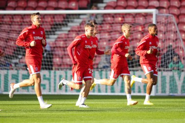 Middlesbrough, Middlesbrough 'a karşı Middlesbrough Town' un 22 Ekim 202 'de Riverside Stadyumu' nda oynanan Sky Bet Şampiyonası maçında ısındı.
