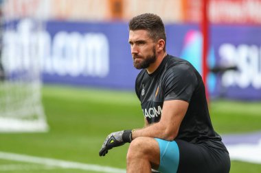 Maç öncesi ısınma maçında Hull City 'den Matt Ingram # 1. Rotherham United - Hull City maçı öncesinde New York Stadyumu, Rotherham, İngiltere, 22 Ekim 202