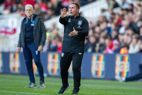 Mark Fotheringham Manager För Huddersfield Town Gester Och Reagerar Sky — Stockfoto