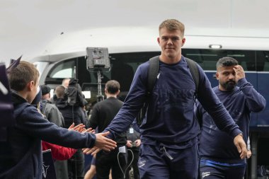 Satış Köpekbalıkları 'ndan Joe Carpenter # 15 Gallagher Premiership maçından önce stadyuma geldi. 23 Ekim 202' de AJ Bell Stadyumu 'nda Sale Sharks' a karşı Harlequins maçı var.