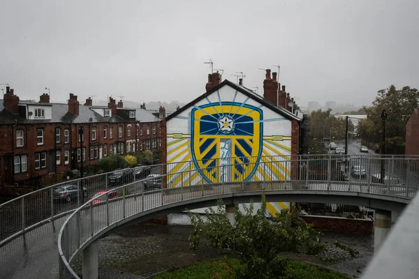 General View Leeds United Mural Elland Road Stadium Ahead Premier — Stock Photo, Image