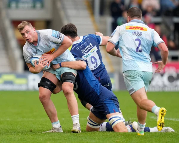 Jack Kenningham Harlequins Viene Affrontato Durante Gallagher Premiership Match Sale — Foto Stock