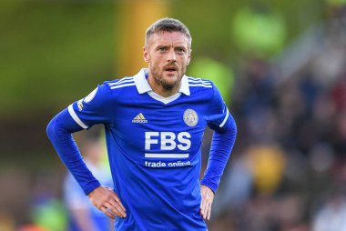 Leicester City 'den Jamie Vardy # 9 Premier League maçı sırasında Wolverhampton Wanderers, Molineux, Wolverhampton' da Leicester City 'e karşı, 23 Ekim 202