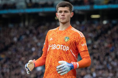 Leeds United 'ın Illan Meslier # 1 Premier League maçı sırasında Leeds United Fulham' a karşı Elland Road, Leeds, İngiltere, 23 Ekim 202