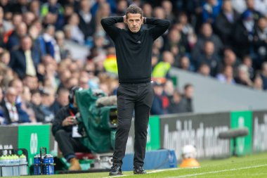 Marco Silva Premier Lig maçında Fulham 'ın teknik direktörü Leeds United ile Fulham arasında 23 Ekim 202' de Elland Road, Leeds, İngiltere 'de oynanan maçta.