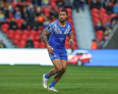 Samoa takımından Ligi Sao Rugby Ligi Dünya Kupası 2021 Grubu A karşılaşmasında Samoa Yunanistan 'a karşı Eco-Power Stadyumu, Doncaster, İngiltere, 23 Ekim 202