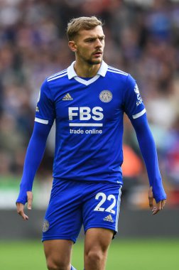Leicester City 'den Kiernan Dewsbury-Hall # 22 Premier League maçı sırasında Wolverhampton Wanderers, Leicester City' ye karşı Molineux, Wolverhampton, Birleşik Krallık, 23 Ekim 202