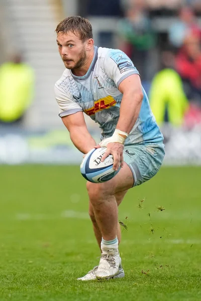 Soytarı # 2. Jack Musk Gallagher Premiership maçı sırasında AJ Bell Stadyumu, Eccles, Birleşik Krallık 'ta Satış Köpekbalıkları vs.