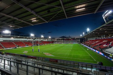 Wicked Stadyumu 'nun genel görünümü, bugünkü Rugby Ligi Dünya Kupası 2021 karşılaşmasında Tonga Galler' e karşı, St Helens, Birleşik Krallık, 24 Ekim 202