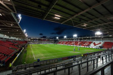 Wicked Stadyumu 'nun genel görünümü, bugünkü Rugby Ligi Dünya Kupası 2021 karşılaşmasında Tonga Galler' e karşı, St Helens, Birleşik Krallık, 24 Ekim 202