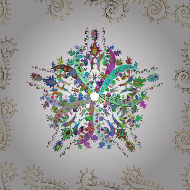 Renkli arkaplanda ilginç karalamalar olan kusursuz desen. Vektör illüstrasyonu.