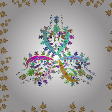 Renkli arkaplanda ilginç karalamalar olan kusursuz desen. Vektör illüstrasyonu.