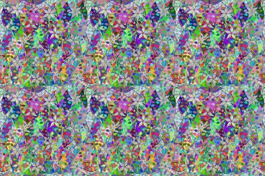 Renkli arkaplanda ilginç karalamalar olan kusursuz desen. Pano. Raster illüstrasyonu.